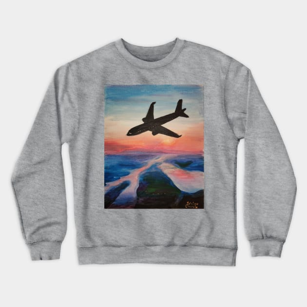 A flight above Elbe Crewneck Sweatshirt by CORinAZONe